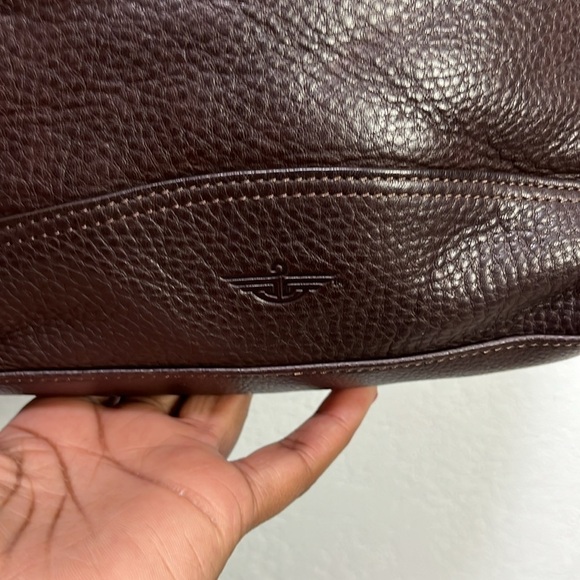 Dockers Genuine Leather Elegant Brown Handbag Zip Top Inside Pockets Vintage - Picture 4 of 10